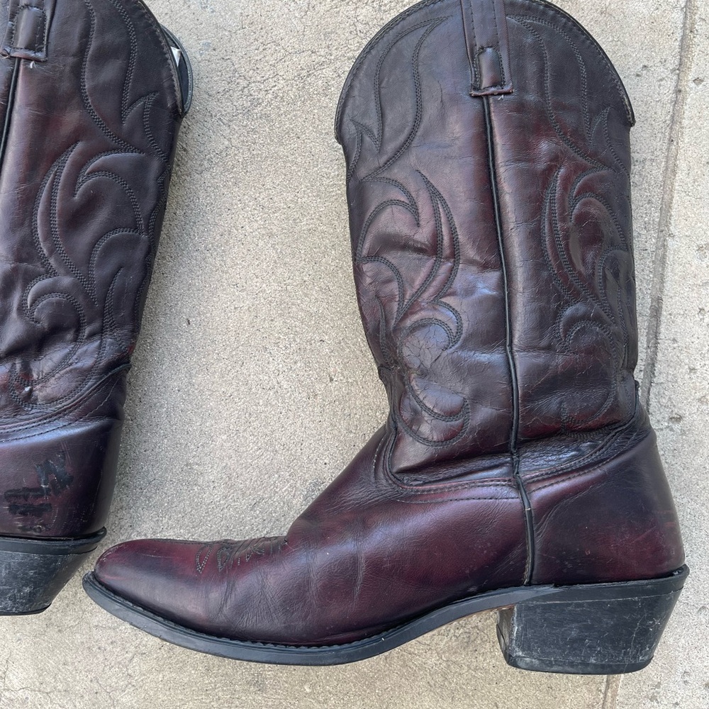 Laredo Black Cherry Burgandy Cowboy Boot Mens Size 11 D Leather Fox Vamp 6859 - Picture 2 of 16